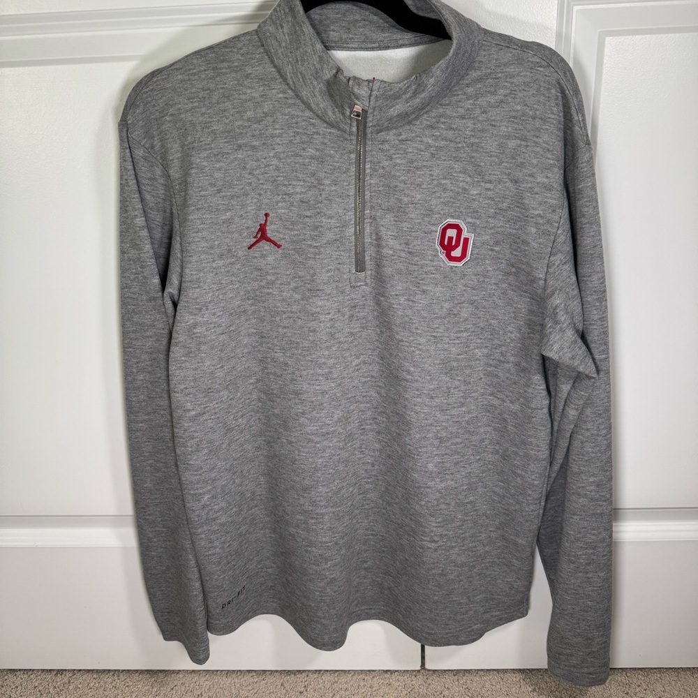Oklahoma Sooners Jordan Men's Heather Gray Dri-Fit Quarter Zip